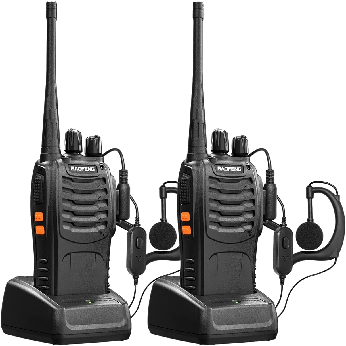 Walkie Talkies Bf-888S Long Range Two-Way Radios for Adults Rechargeable Handheld Interphone Professional UHF Communicator 3 Pack Walky Talky Set with Earpiece,Li-Ion Battery and Charger