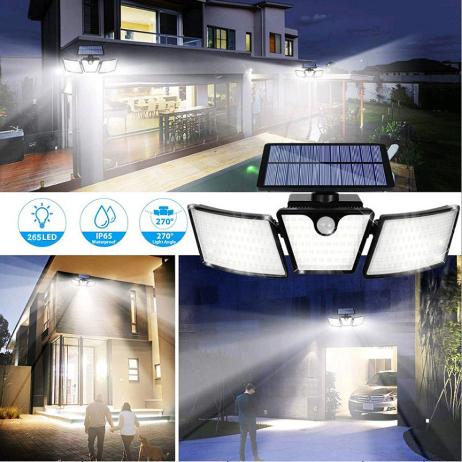 Solar Outdoor Security Light with Multi-Head Design – Motion Sensor Activated, Human Body Induction, Waterproof for Yard, Wall, or Driveway