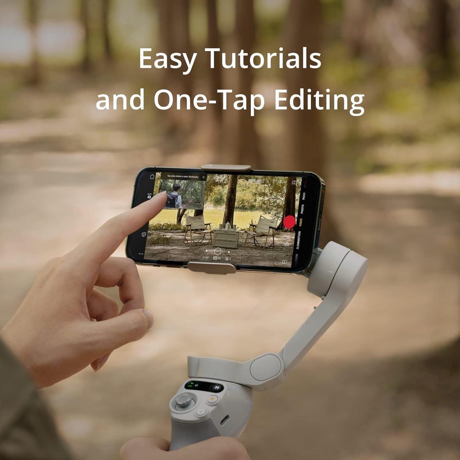 Osmo Mobile SE, 3-Axis Phone Gimbal, Portable and Foldable, Gimbal Stabilizer for Iphone, Andriod, Shotguides, Activetrack 6.0, Vlogging Stabilizer for Youtube, Tiktok, Travel