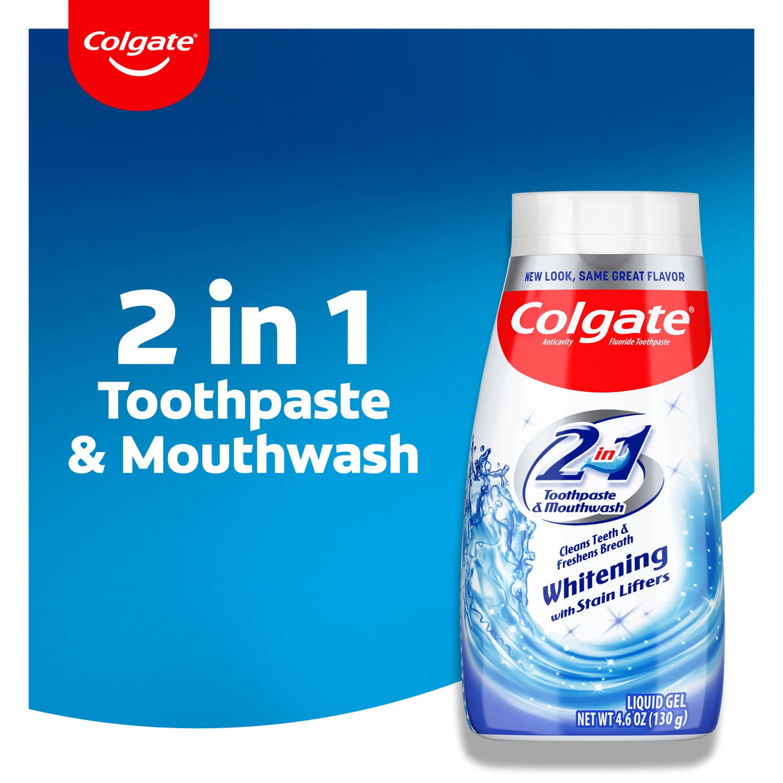 2 in 1 Toothpaste and Whitening Mouthwash, Mint, 4.6 Oz Squeeze Bottle