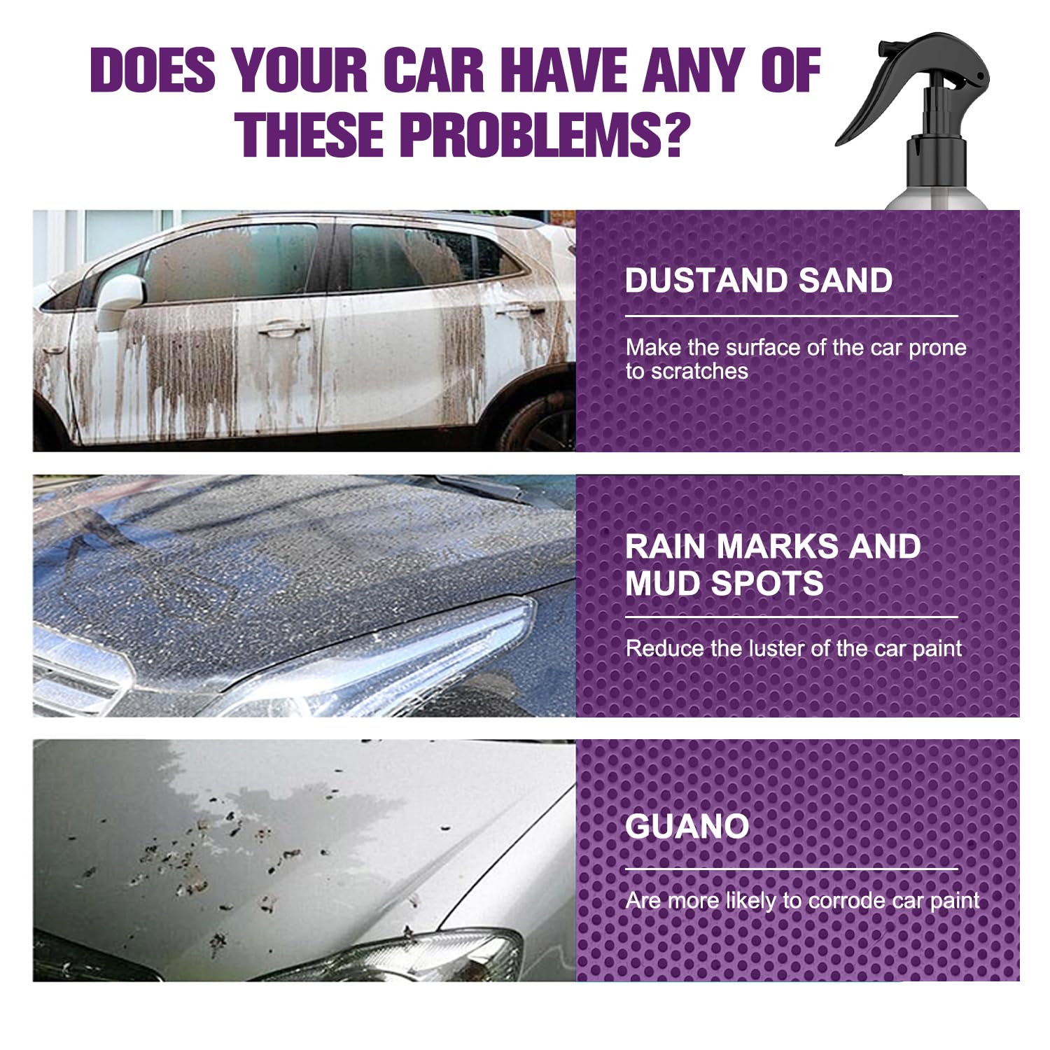 3 in 1 High Protection Quick Car Coating Spray, Ceramic Coating Spray 3 in 1, Car Scratch Nano Repair Spray, Car Coating Wax Polishing Spray, Fast Fine Scratch Repair(100 ML, 3PCS)