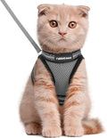 Cat Harness and Leash Set for Walking Escape Proof, Adjustable Soft Kittens Vest with Reflective Strip for Cats, Comfortable Outdoor Vest, Blue, S