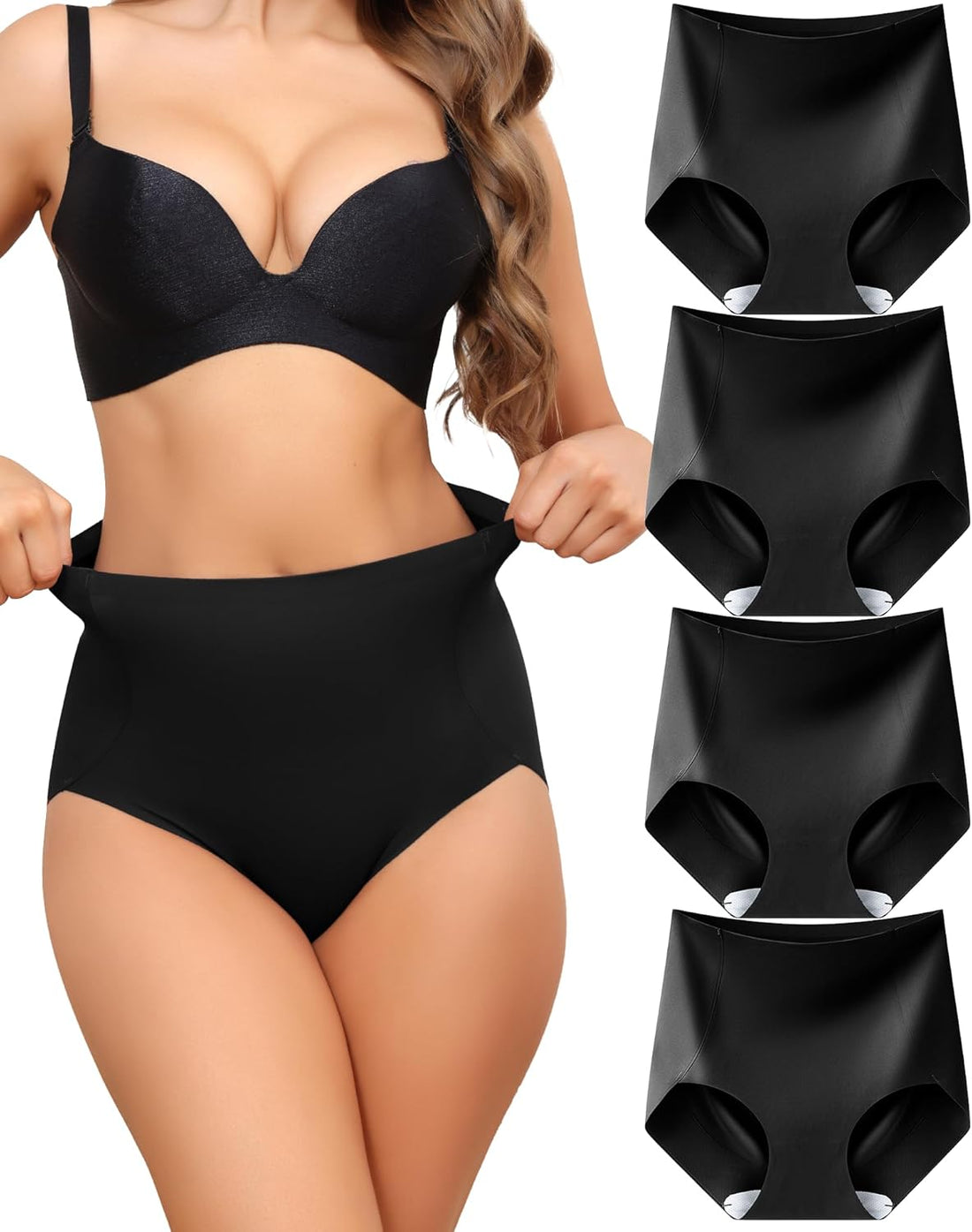 Women Tummy Control Underwear, High Waisted Seamless Panties No Show Postpartum Briefs 4 Pack S-3XL