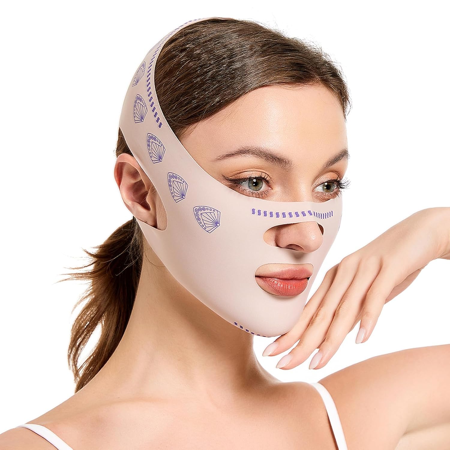 Face Lifting Strap, V Line Thin Face Slimming Belt Chin Lift Mask for Men and Women, Double Chin Reducer Tape Soft High-Elastic Fit Bandage