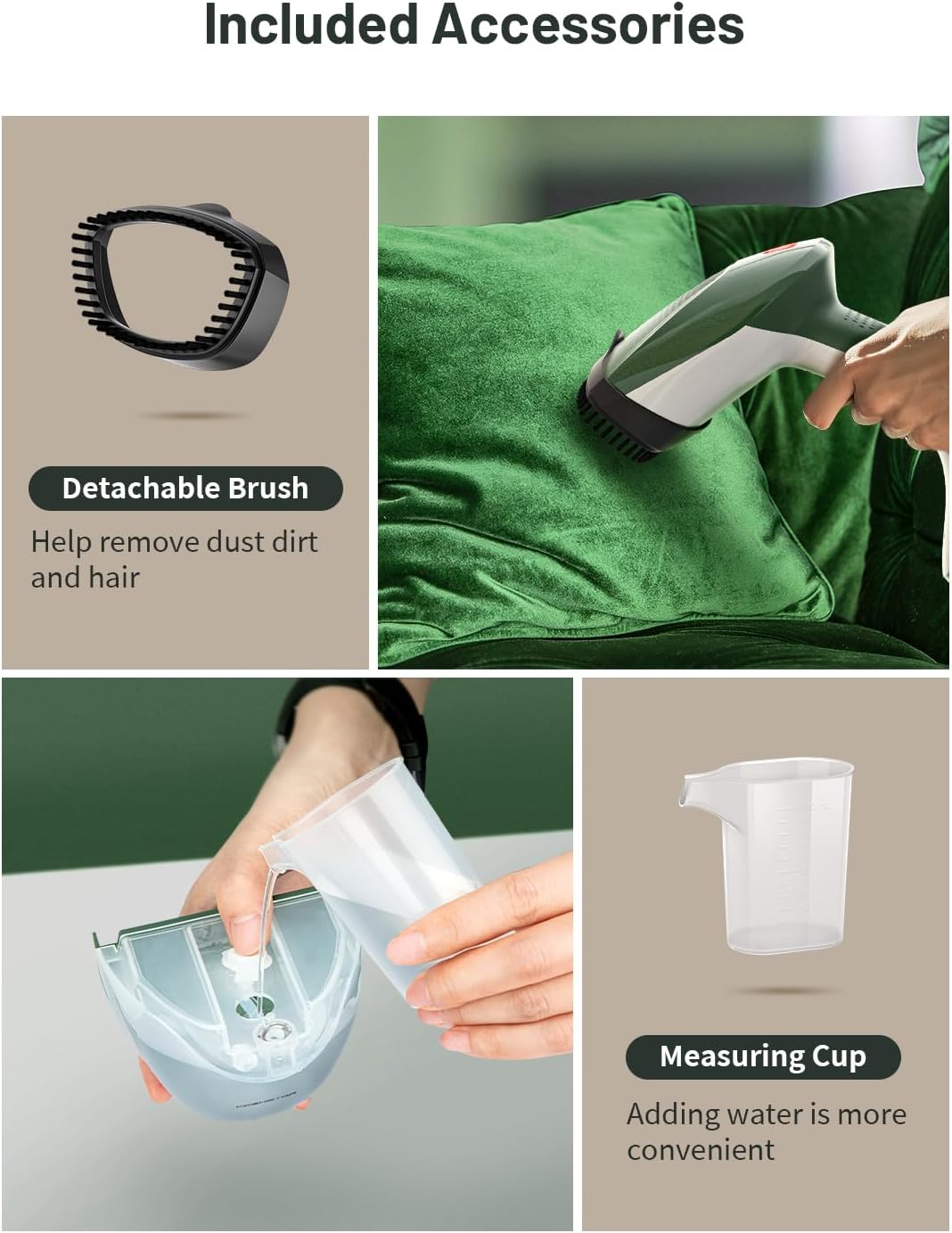 Steamer for Clothes, Portable Handheld Garment Steamer, 1500W 2 in 1 Fabric Wrinkles Remover, 30-Second Fast Heat-Up, 250Ml Detachable Water Tank, Steam Iron for Home and Dorm (120V Only)