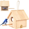 Outdoor Bird Houses Transparent Wooden Bird House for outside with Lanyard and Screws,Hanging Birdhouse Clearance for Finch Bluebird Cardinals Hummingbird
