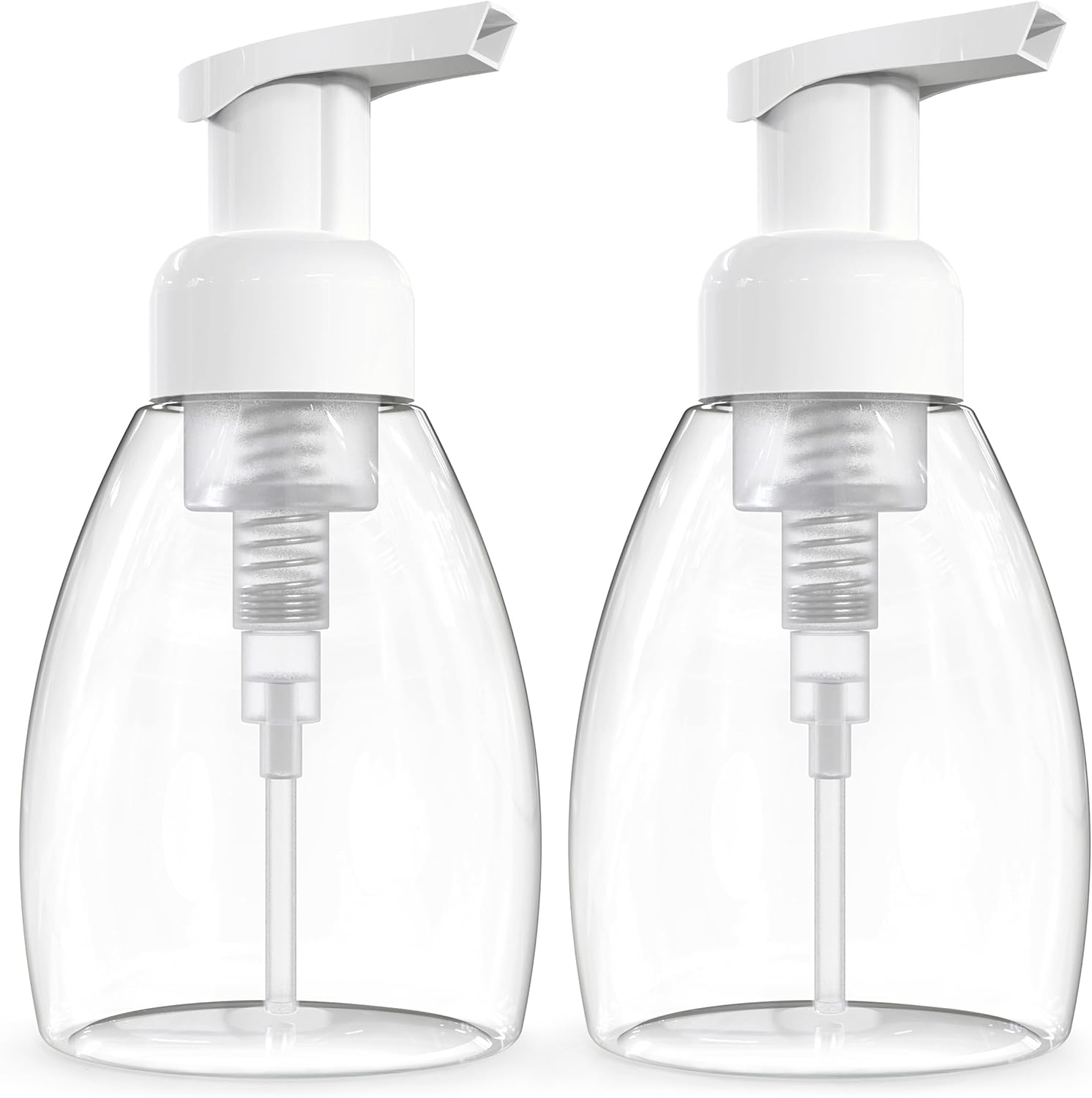Foaming Soap Dispenser Pump Bottles, BPA Free Empty Refillable Plastic Container for Liquid Soap - Kitchen, Bathroom, Commercial - 8Oz (250Ml) Pack of 2 Clear