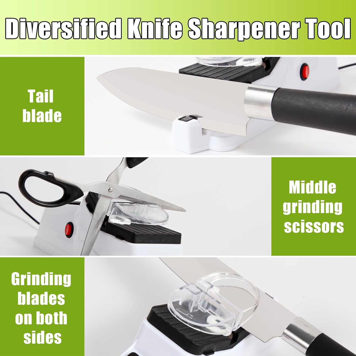 Electric Knife Sharpener,(Usb) Double Sided Knife Sharpener,Quick Sharpening & Polishing,With Protective Cover.（5Pcs Grindstone）