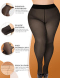 plus Size Fleece Lined Tights Womens- Winter Warm Fake Translucent Thermal Pantyhose,Thick Leggings under Dresses