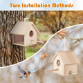 Outdoor Bird Houses Transparent Wooden Bird House for outside with Lanyard and Screws,Hanging Birdhouse Clearance for Finch Bluebird Cardinals Hummingbird