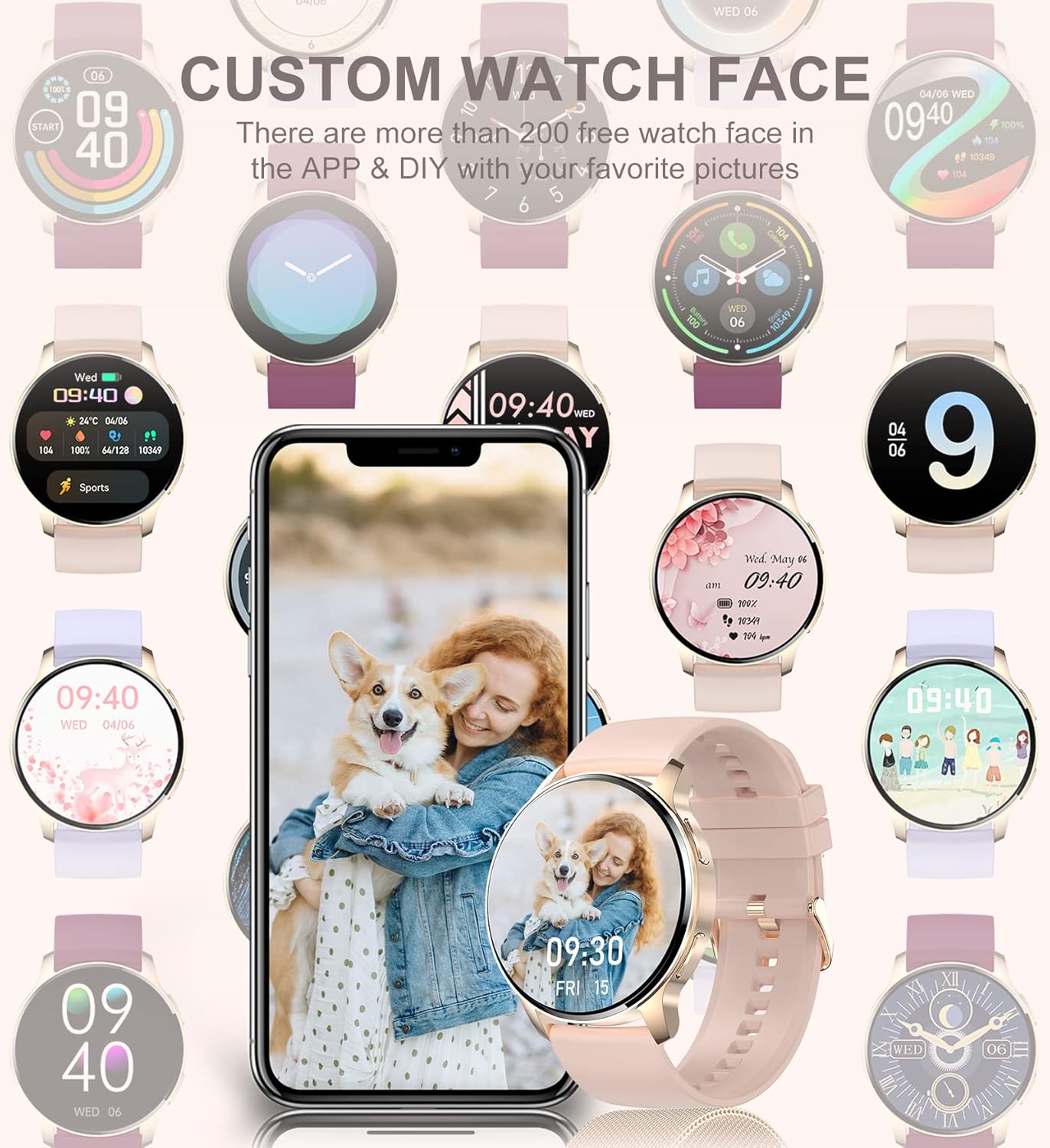 Smart Watch for Women, Bluetooth Call Fitness Tracker for Android and Ios Phones Waterproof Smartwatch with 1.32" HD Full Touch Screen AI Voice Control Heart Rate Sleep Monitor Pedometer