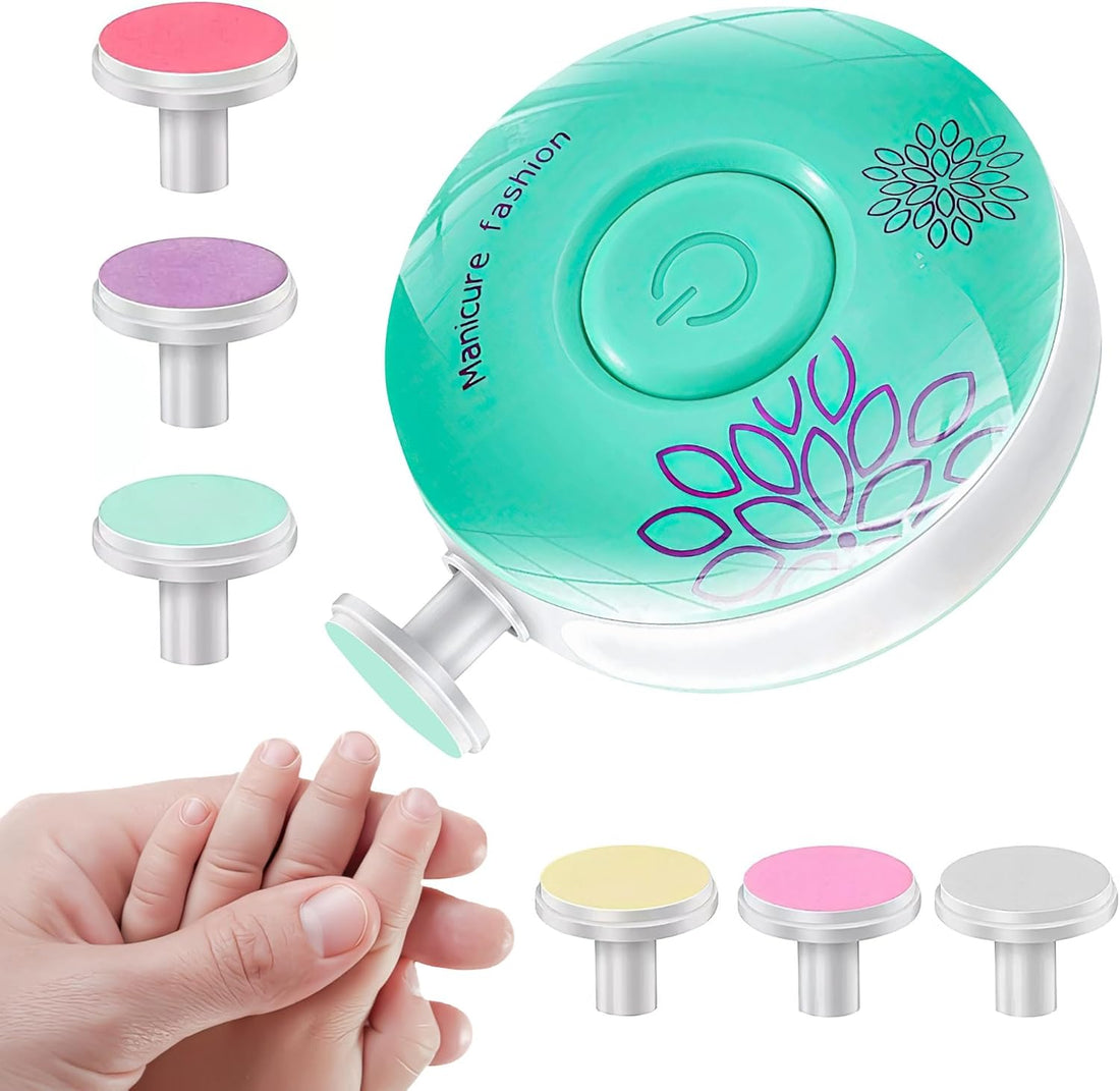 Electric Baby Nail Trimmer, File, Clipper, Manicure, Lightweight, Quiet, Newborn, Infant, Toddler, Adults, Fingernails and Toes, Polish, Safe, Easy to Use, All Ages, 6 Grinding Pads