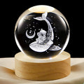3D Galaxy Crystal Ball Lamp with Dimmable LED and Wooden Base, Night Light for Kids Teens Adults, Home Desk Office Bedroom Decor, Birthday Gift (2.4”/ 6Cm)