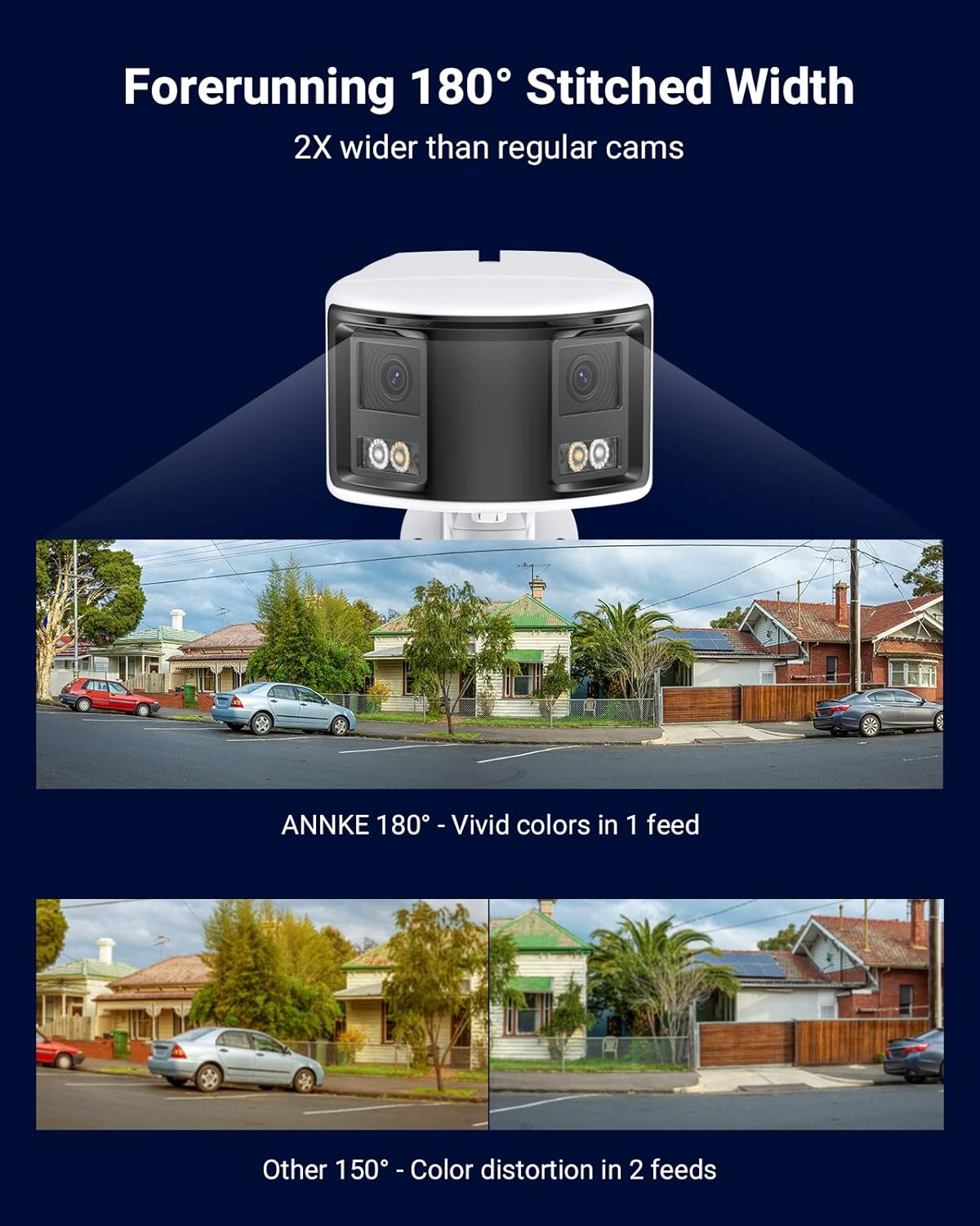 FCD600 Dual-Lens Outdoor Security Camera with 180° Fov, 6MP Panoramic Poe IP Camera, Smart Human/Vehicle Detection, Color Night Vision, Two Way Audio, Supports Microsd Card up to 256GB