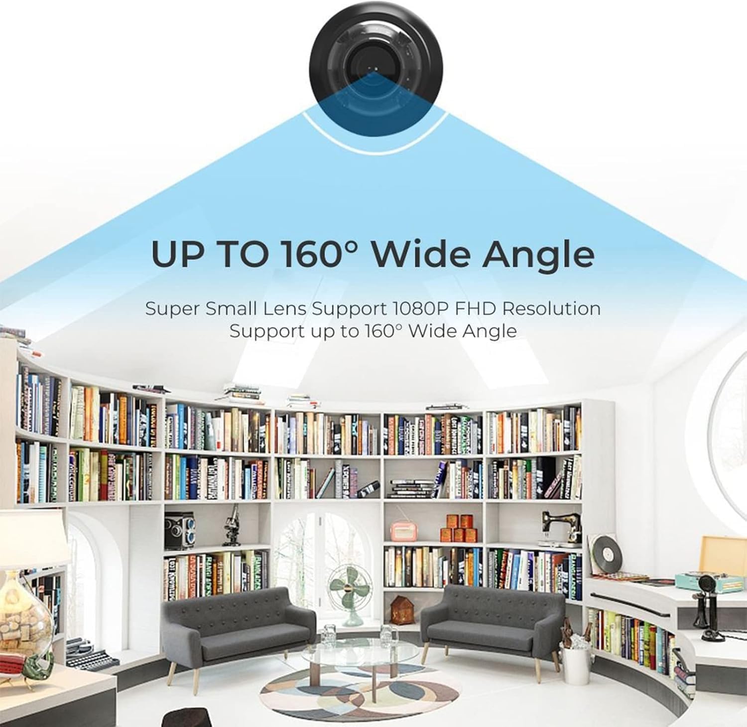 1080P HD Mini Wifi Camera - Night Vision Included, Motion Detection Remote Monitoring 160° Wide Angle Micro Monitor Small Cam for Baby Room Home Office Warehouse (1PCS)
