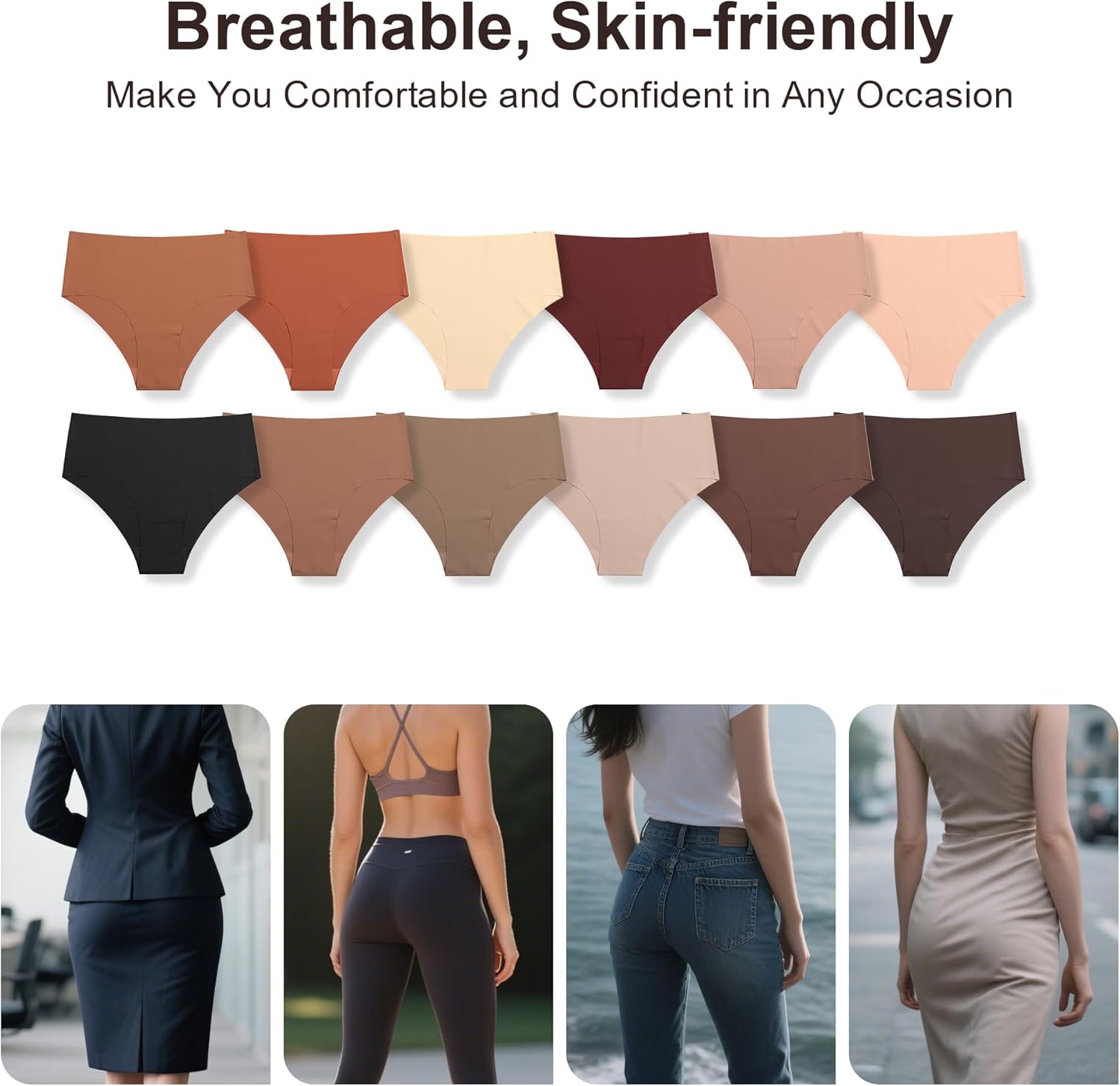 Seamless Underwear for Women High Waisted Underwear for Women Cooling Ice Silk No Show Panties 5 Pack