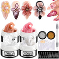 Solid Builder Gel for Nails, 4 Colors Solid Builder Gel Non-Sticky Clear Nude Pink Pearl White Hard Gel for Nails 3D Sculpture Gel Flower Carving Modeling Design Nail Extension Gel Kit