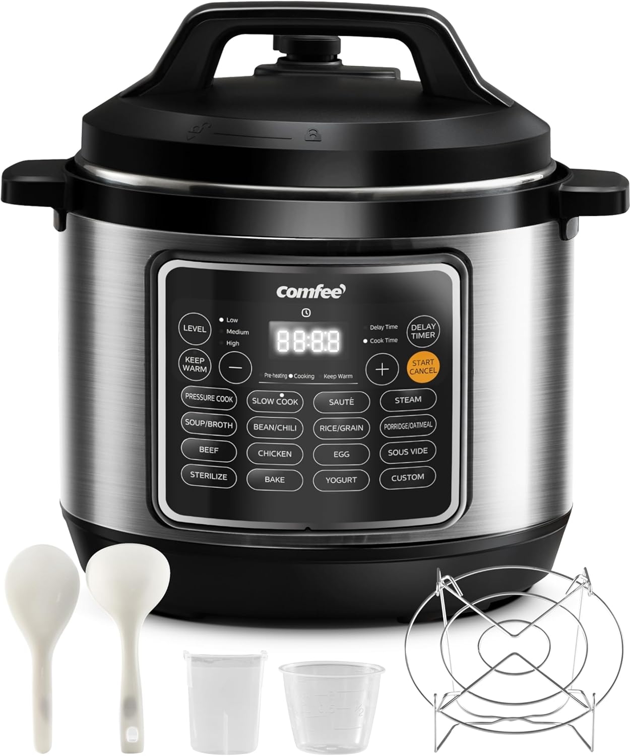 COMFEE’ Pressure Cooker 6 Quart with 13 Cooking Functions, Olla De Presion Non-Stick Pot Yogurt Maker Rice Cooker Slow Cooker Sauté Steamer, Healthy Ceramic Inner Pot