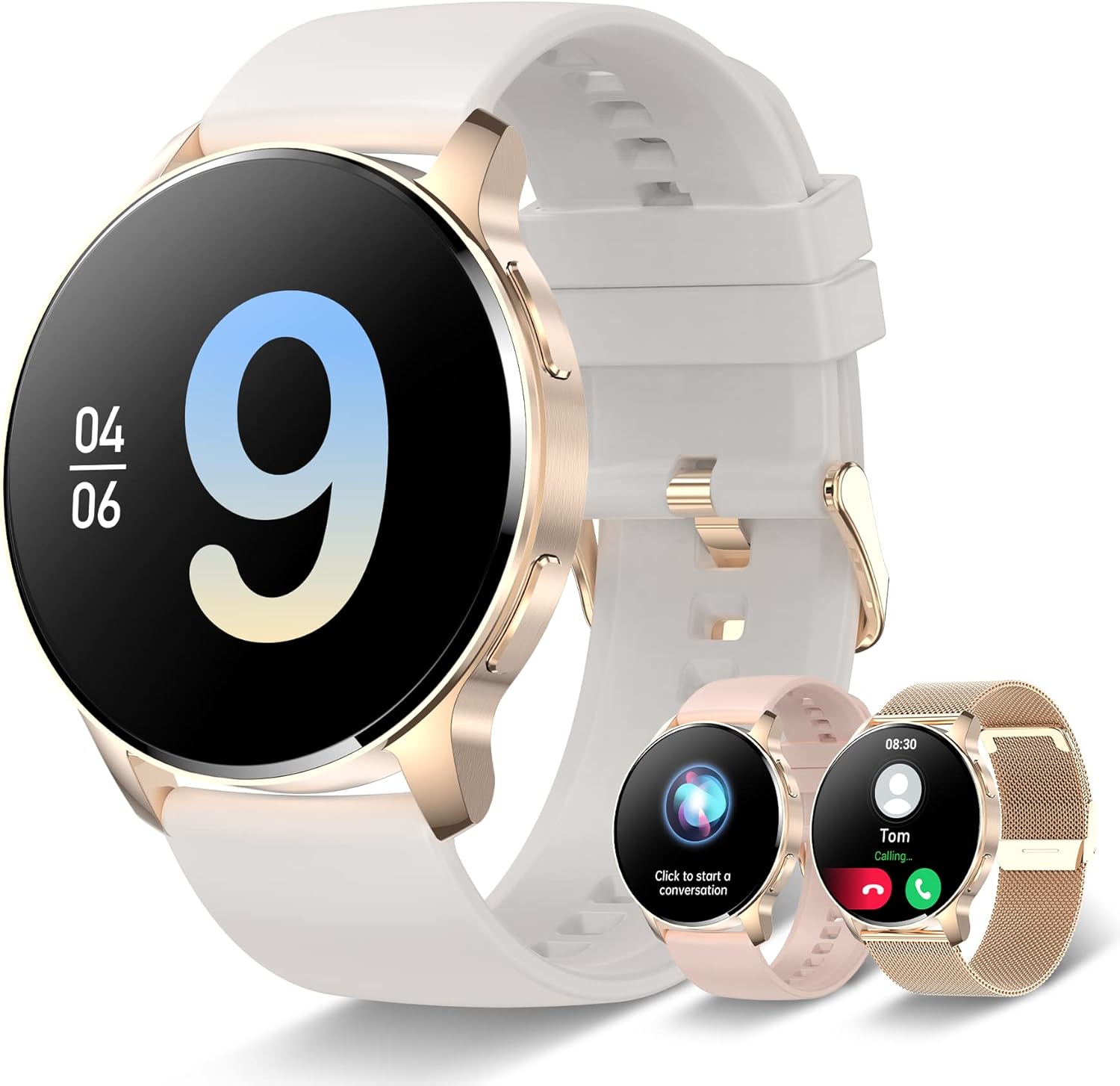 Smart Watch for Women, Bluetooth Call Fitness Tracker for Android and Ios Phones Waterproof Smartwatch with 1.32" HD Full Touch Screen AI Voice Control Heart Rate Sleep Monitor Pedometer