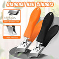 2PCS Wide Jaw Opening Anti-Splash Slanted Nail Clipper, Nail Clippers for Ingrown Nails Thick Toenails, Long Handle No Splash Nail Trimmer, Toenail Clippers for Women and Men (Orange & Black)