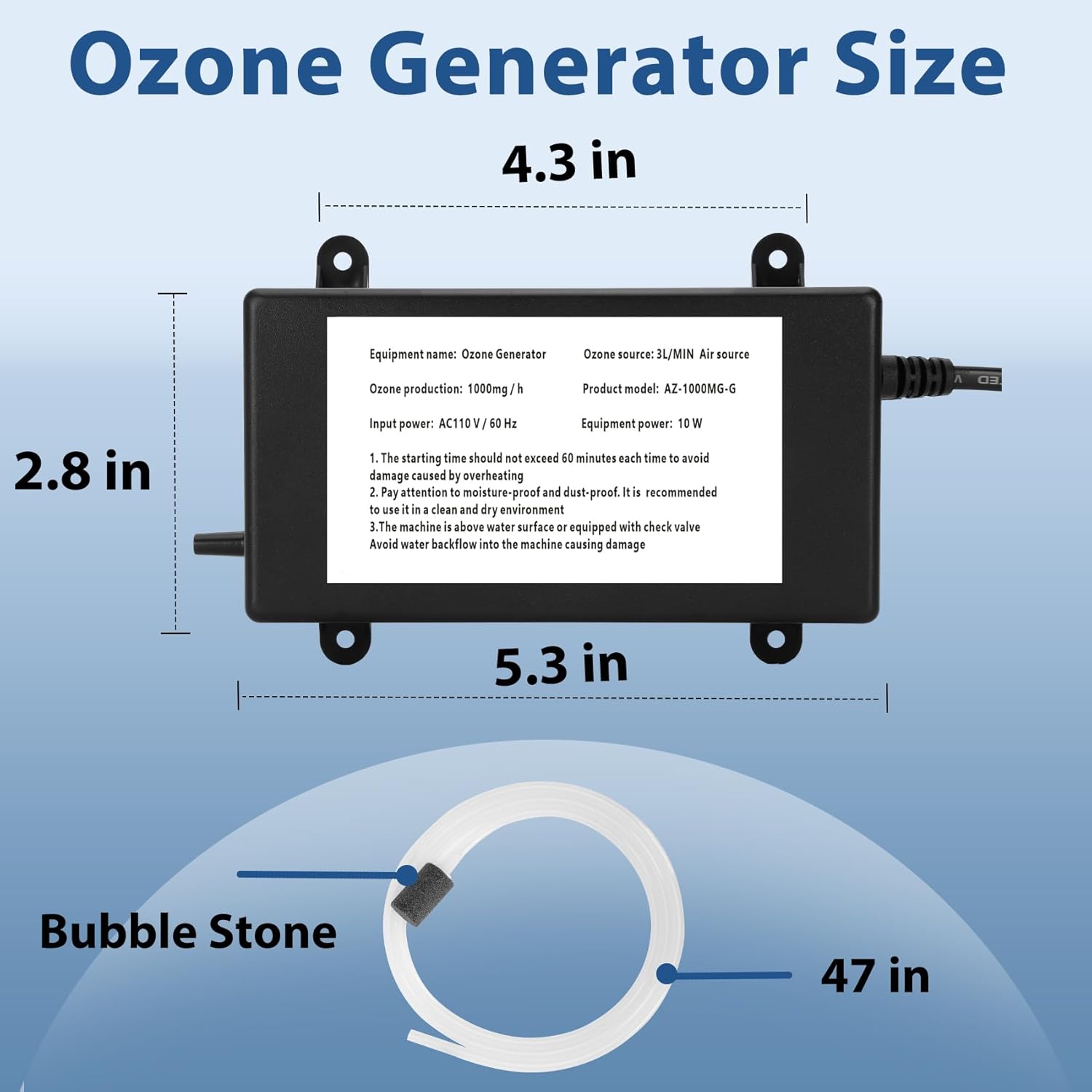 Ozone Generator for Cold Plunge, 1000Mg/H Ozone Generator for Water Keep Cold Plunge, Ice Bath, Spa, Hot Tub, Pool Clean and Fresh for a Long Time