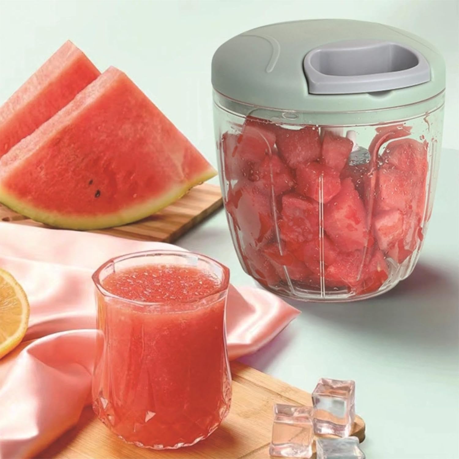 900Ml Extra Large Manual Food Chopper Vegetable Chopper Garlic Chopper, Pull String Manual Food Processor with 5 Sharp Blades Mincer for Cutting Onions Chili Ginger Seasoning