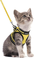 Cat Harness and Leash Set for Walking Escape Proof, Adjustable Soft Kittens Vest with Reflective Strip for Cats, Comfortable Outdoor Vest, Blue, S