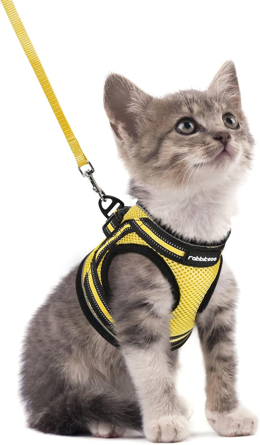 Cat Harness and Leash Set for Walking Escape Proof, Adjustable Soft Kittens Vest with Reflective Strip for Cats, Comfortable Outdoor Vest, Blue, S