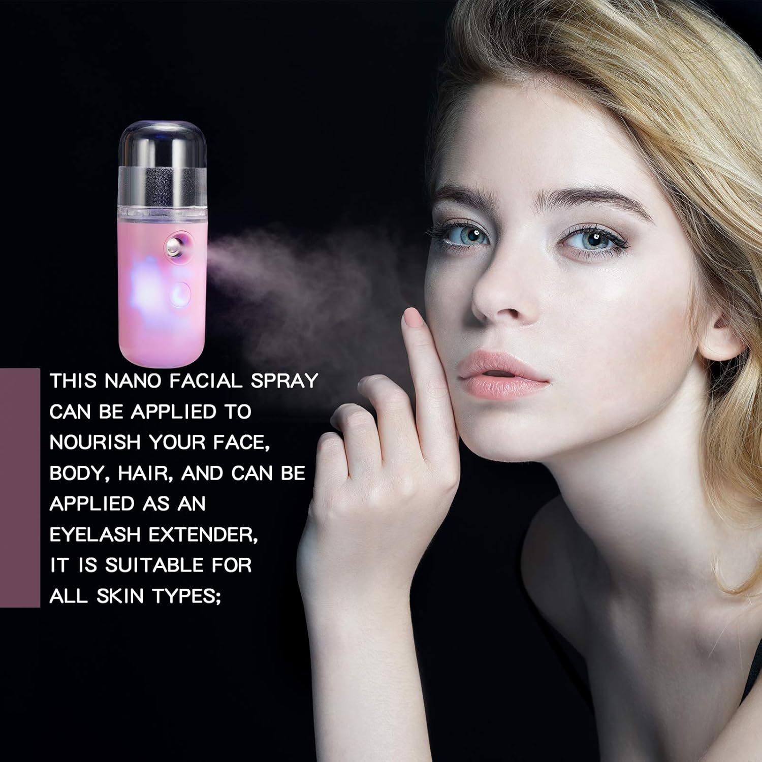 2 Pieces Nano Facial Mister 30 Ml Mini Face Humidifier Portable Facial Sprayer USB Rechargeable Handy Skin Care Machine for Face Hydrating, Daily Makeup (Dark Pink and White)