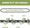 [3 Pieces] 2 Pcs 8 Inch Pole Saw/Chainsaw Chains 1/4
