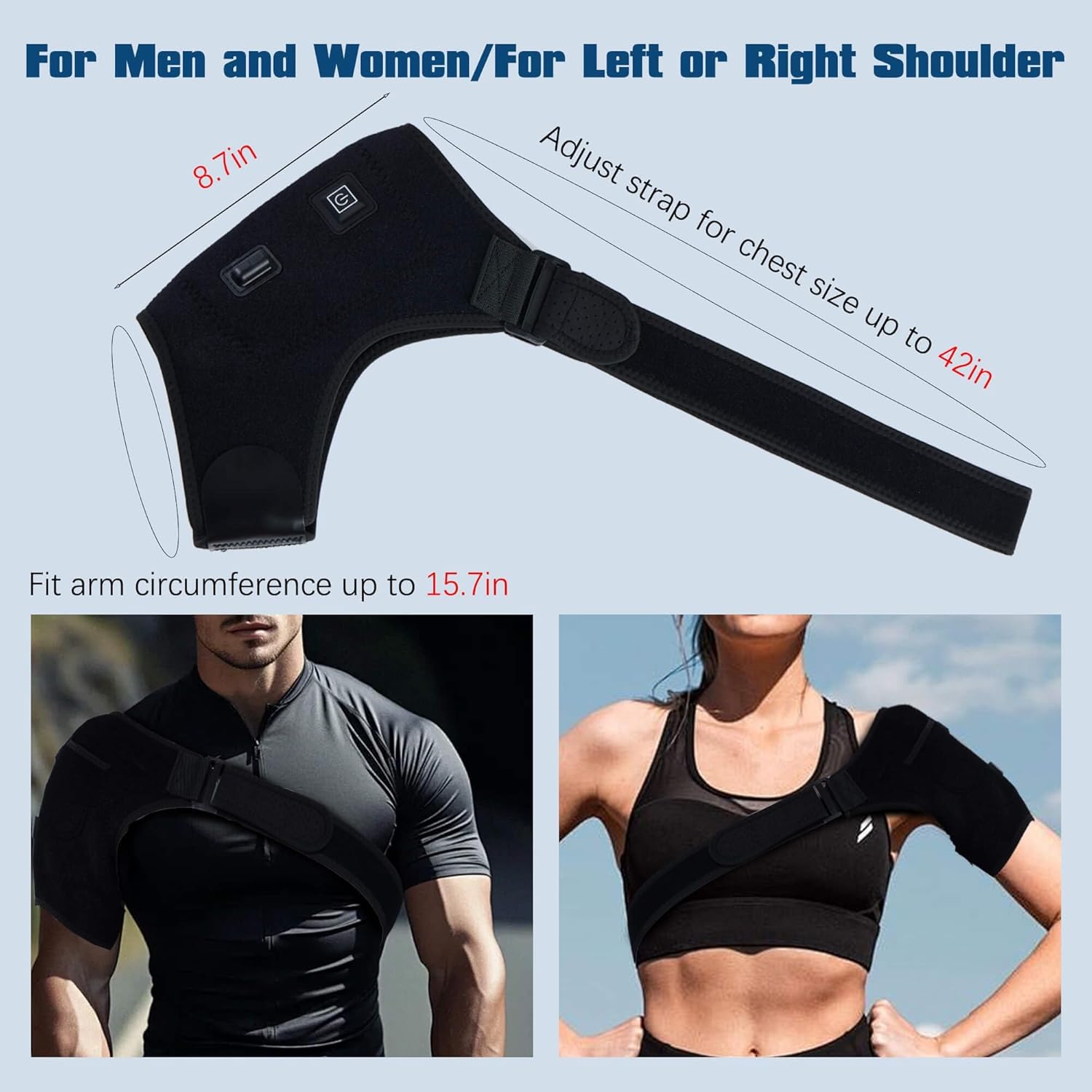 Shoulder Heating Pads for Pain Relief - Electric Heated Shoulder Brace with 3 Temperature Settings, Suitable for Left and Right, Unisex Birthday Gifts for Women Men Mom Dad