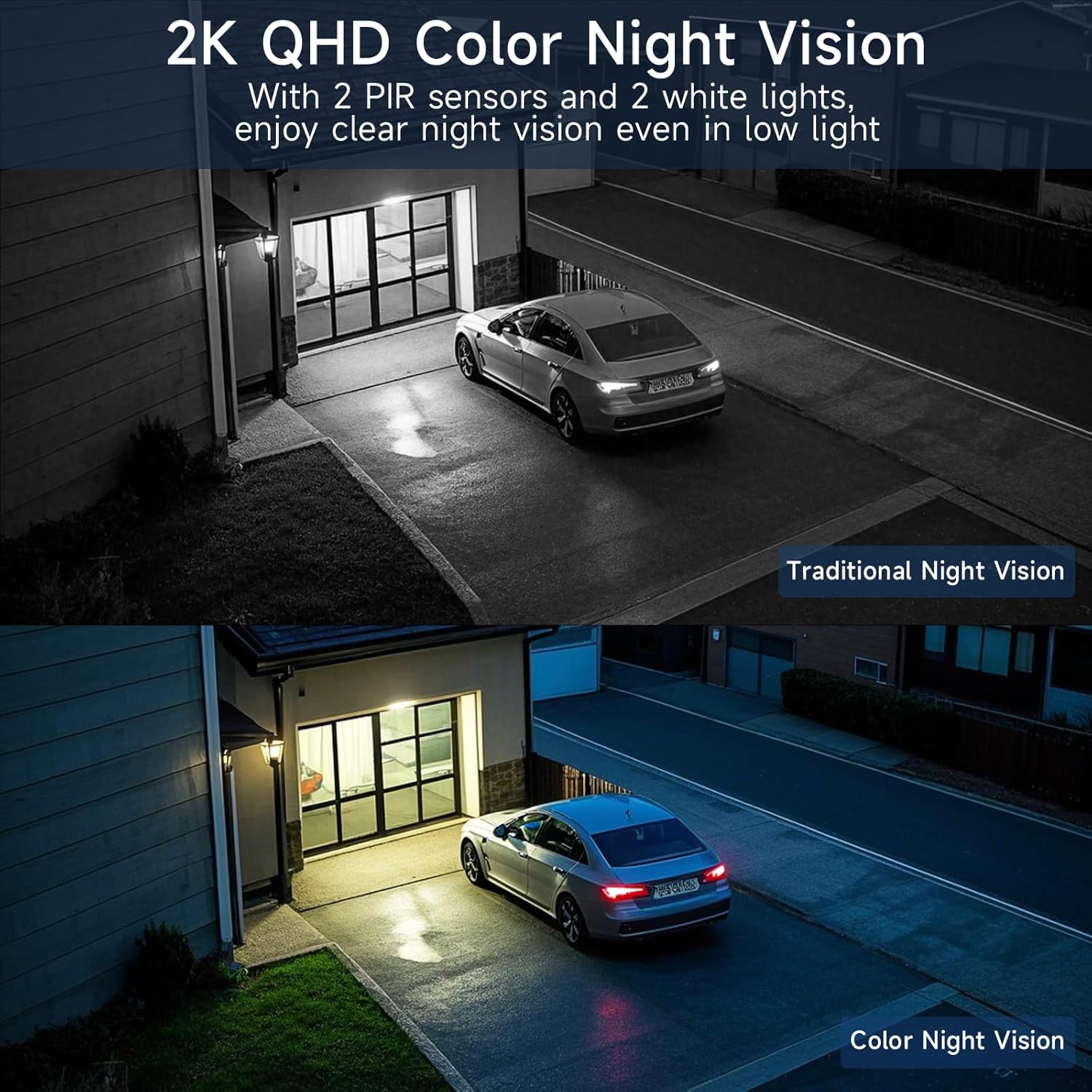 2.4G/5G Wifi Cameras for Home Security with Double Solar Panels, 2K Solar Security Cameras Wireless Outdoor, Color Night Vision , 2-Way Talk, Spotlight, Siren,Ip66, Cloud/Sd, AI Detection, W/Alexa
