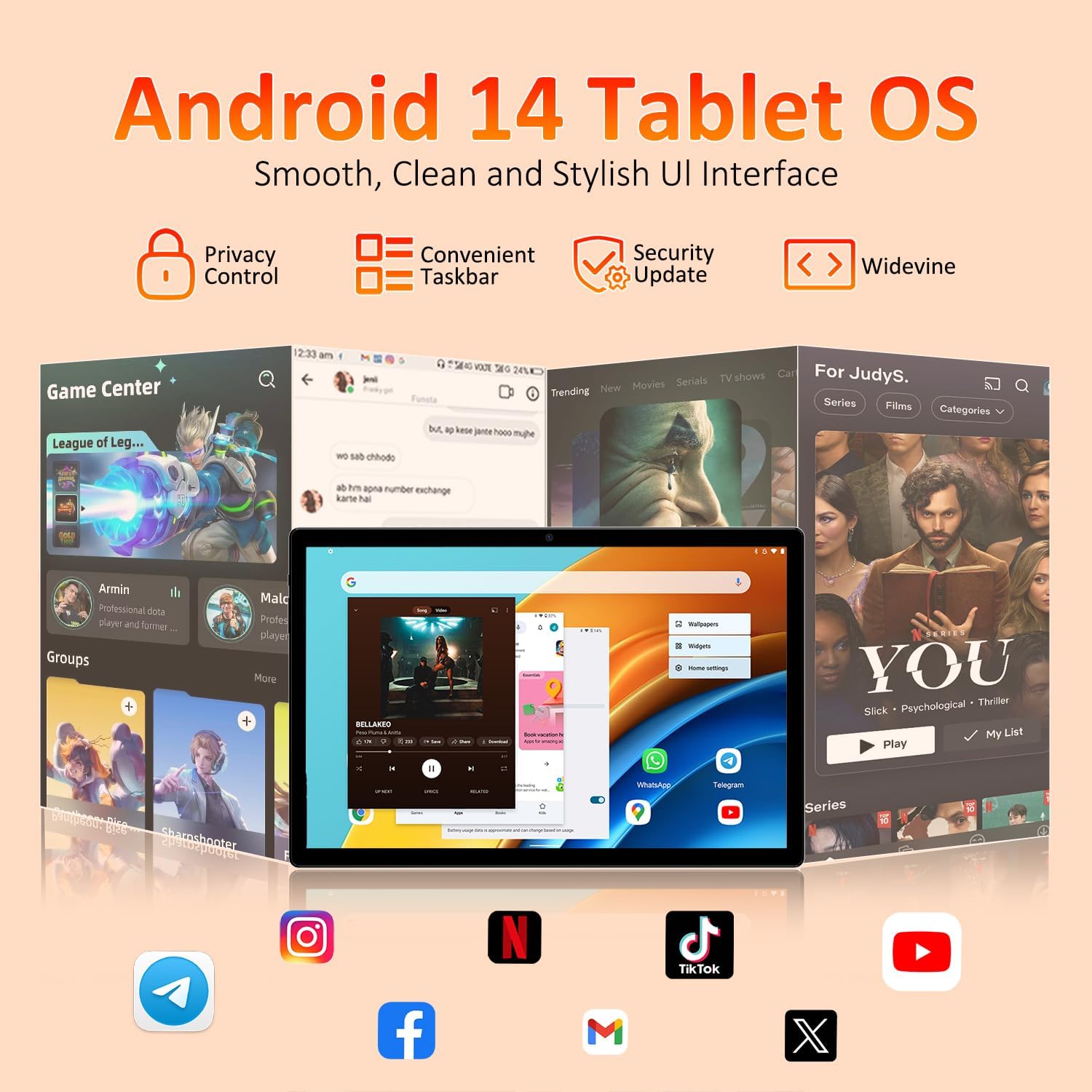 Tablets 2025 14 Inch Android 14 Tablet, 36GB RAM, 256GB Storage(Expand to 1TB), 2K Display, 8 Core CPU, 11580Mah Battery,4 Speakers, 5G Wifi Tablet with Pen Case-Gray