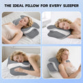 Cervical Pillow for Neck Pain Relief - Ergonomic Dual-Height Butterfly Contour Memory Foam Pillow with Ice Silk Fabric & Washable Cover for Side Back Stomach Sleepers (Grey)