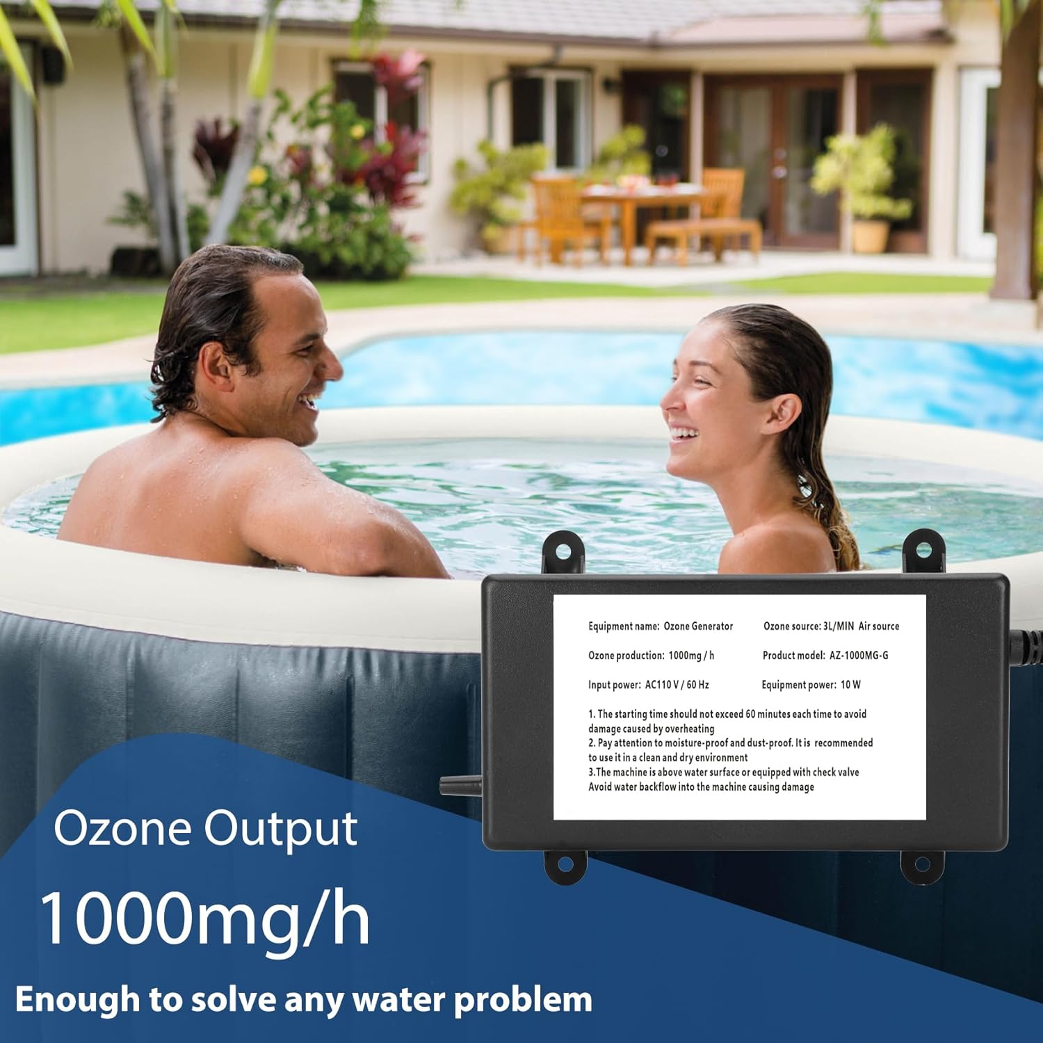 Ozone Generator for Cold Plunge, 1000Mg/H Ozone Generator for Water Keep Cold Plunge, Ice Bath, Spa, Hot Tub, Pool Clean and Fresh for a Long Time
