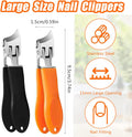 2PCS Wide Jaw Opening Anti-Splash Slanted Nail Clipper, Nail Clippers for Ingrown Nails Thick Toenails, Long Handle No Splash Nail Trimmer, Toenail Clippers for Women and Men (Orange & Black)