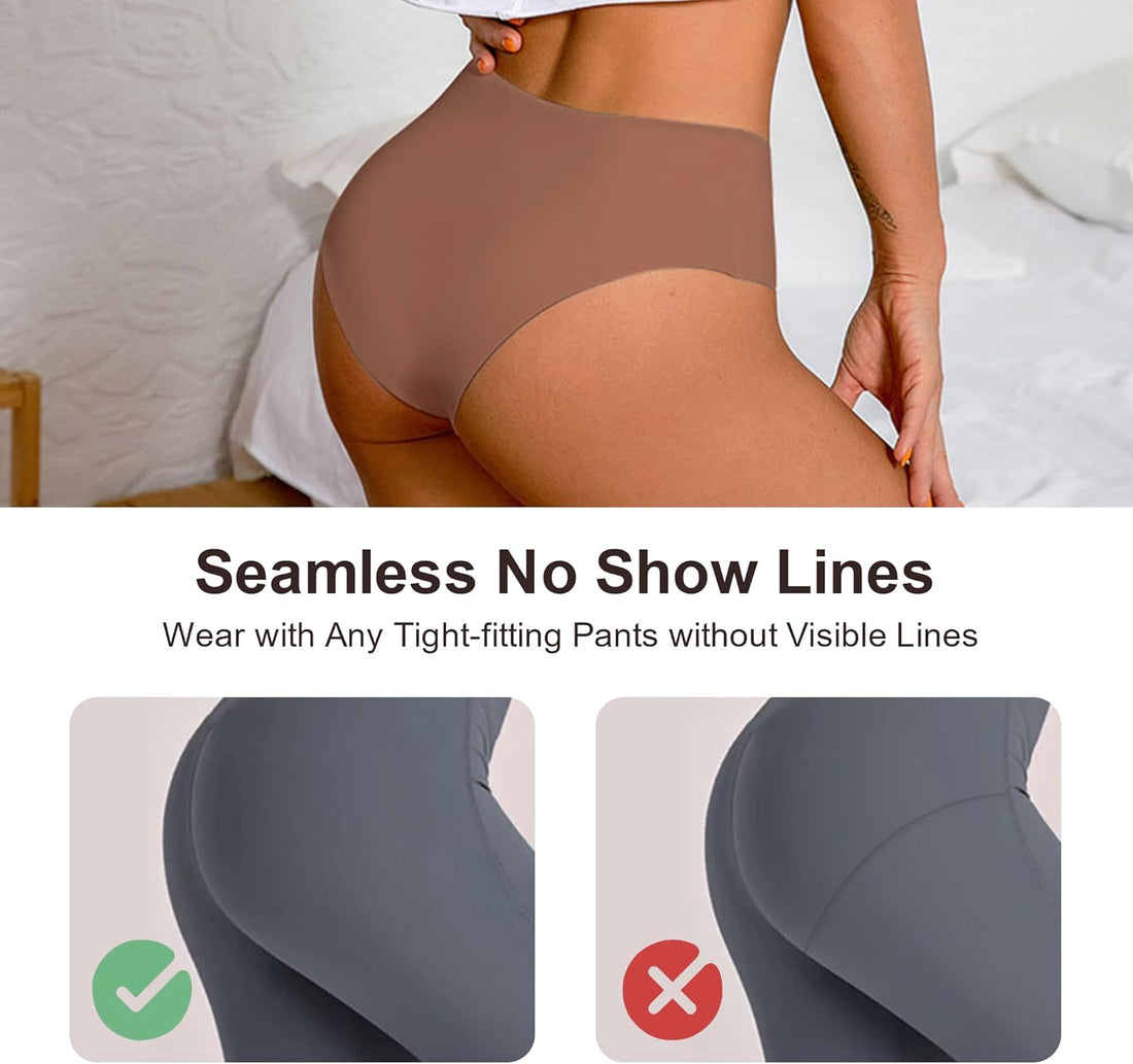 Seamless Underwear for Women High Waisted Underwear for Women Cooling Ice Silk No Show Panties 5 Pack