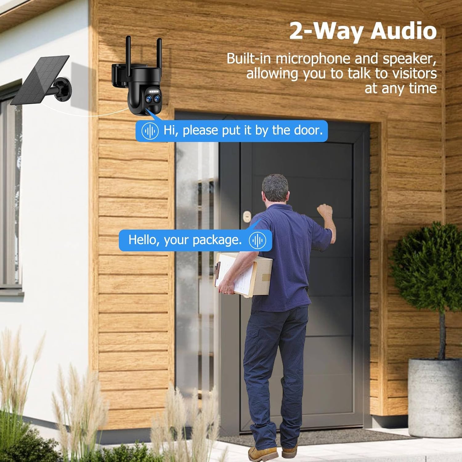 4K Solar Security Cameras Wireless Outdoor, 2.4G & 5G Wifi PTZ Camera Battery Powered, 360°View Home Security Systems with Color Night Vision, Spotlight Siren, PIR Sensor, IP66, 2 Pack