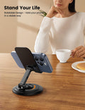 Adjustable Phone Stand for Desk - 360 Rotating Foldable Cell Phone Holder Desktop Portable Cellphone Stand, Office Desk Accessories for Iphone 16 15 14 13 Pro Max, 4-10” Smartphones, Ipad