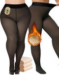 plus Size Fleece Lined Tights Womens- Winter Warm Fake Translucent Thermal Pantyhose,Thick Leggings under Dresses