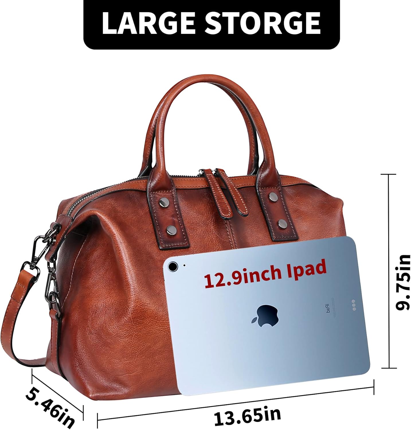 Genuine Leather Satchel Tote Bag Top Handle Handbag Designer Shoulder Bag Large Capacity Cross Body Bag