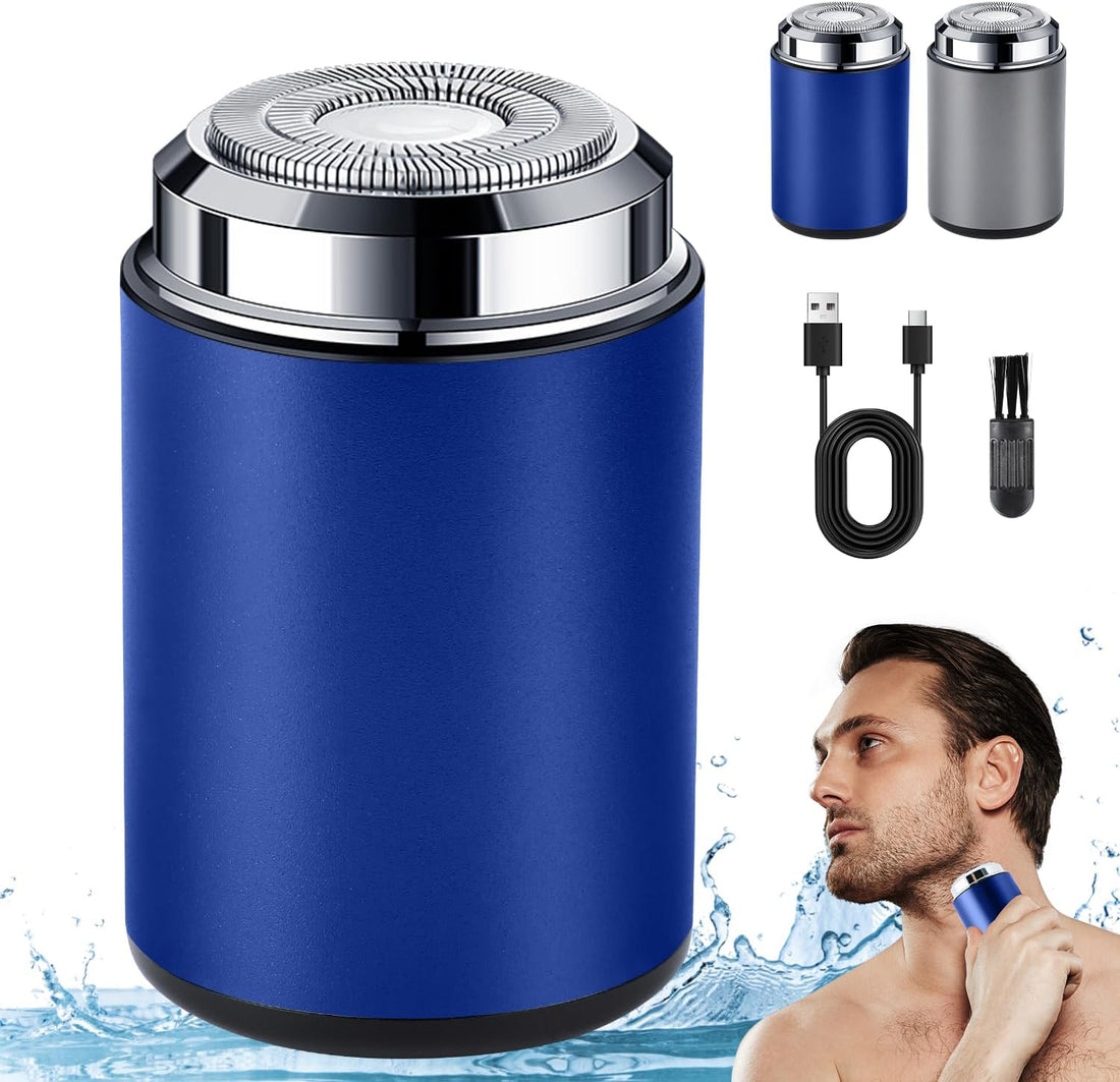 Unisex Mini Portable Electric Shaver, USB C Rechargeable Waterproof Electric Razor Trimmer for Face, Leg, Armpit, Chest and Body Hair (Blue)