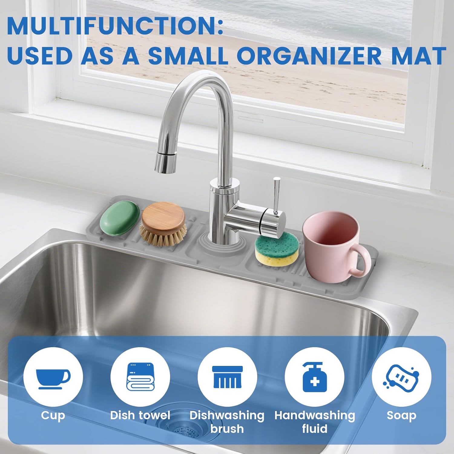 Silicone Sink Pad for Kitchen Sink, Keeping the Sink Surface Dry and Free of Residual Water Droplets