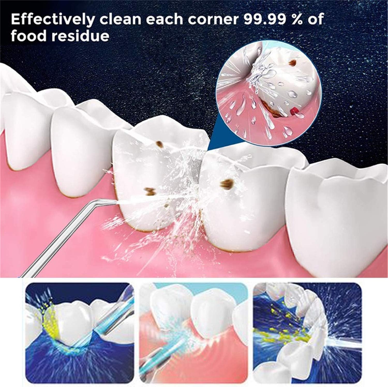 Portable Oral Irrigator Water Flosser Dental Water Toothbrush Toothpick Nasal Irrigator Implement Teeth Cleaner Oral Hygiene Flossers for Home Travel with 5Pcs Nozzles (Nozzle and Tongue Scraper)