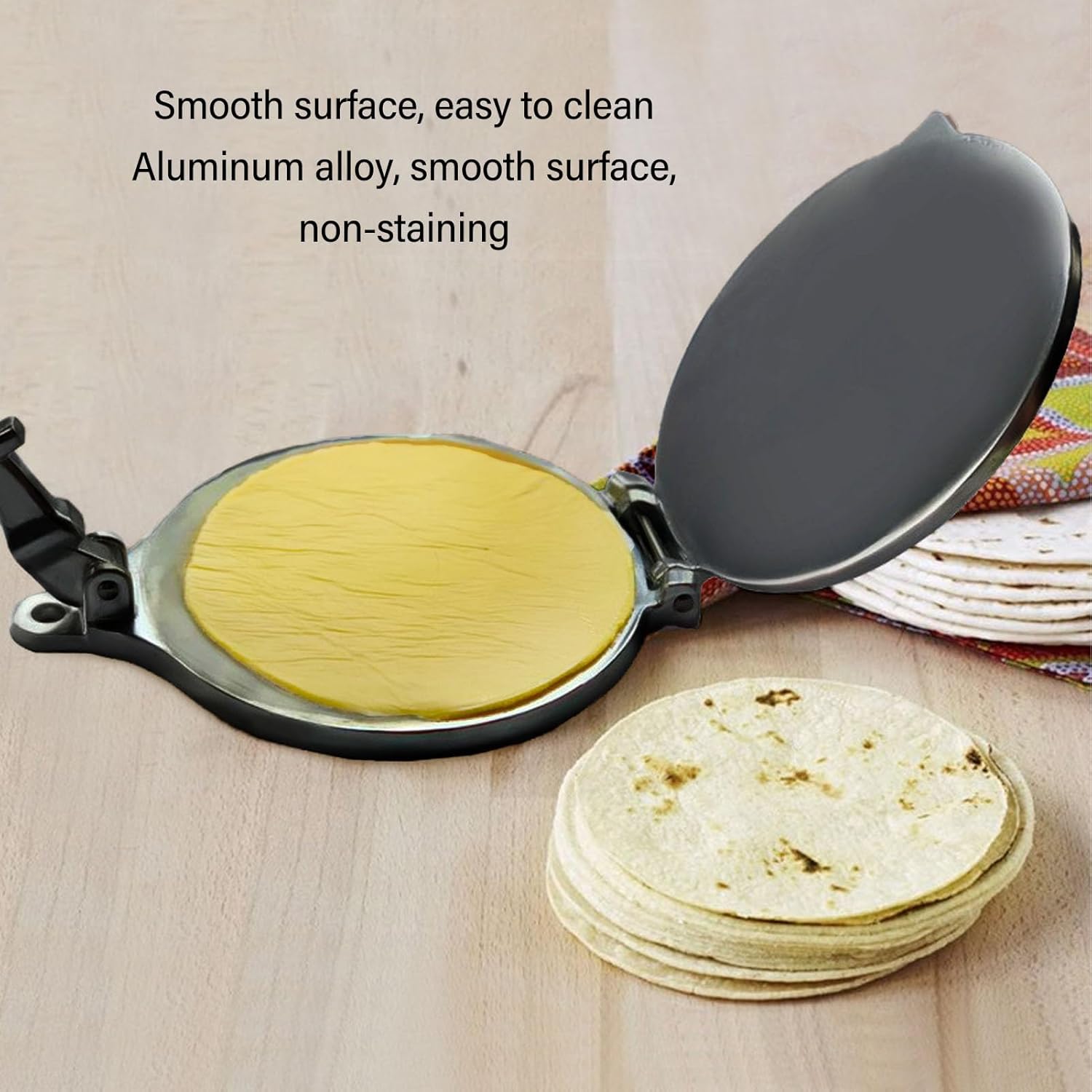 Tortilla Press, Aluminum Alloy Manual Tortilla Maker Quesadilla Maker Pataconera Maker Rotis Press Quesadilla Press for Pizza Pie Patty Making (16Cm Black)