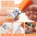 2PCS Wide Jaw Opening Anti-Splash Slanted Nail Clipper, Nail Clippers for Ingrown Nails Thick Toenails, Long Handle No Splash Nail Trimmer, Toenail Clippers for Women and Men (Orange & Black)