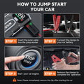 Car Jump Starter,12V 8-In-1 Jump Starter Battery Pack 3000A, up to 7.0L Gas & 5.5L Diesel Engines Quick Charge 3.0 Power Bank Jumper Cable with Led,Large Screen