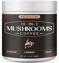 10 in 1 Mushrooms Coffee, Instant Mushroom Coffee Powder with Lion'S Mane, Cordyceps, Reishi, Shiitake, Turkey Tail, King Trumpet, for Focus, Energy, Immunity, 180G, 60 Servings