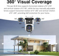 Triple Lens Wifi PTZ Security Camera, Three Cameras in One, Side Cameras with Adjustable All-Angle Arm, 2K 360° View No Blind Spot, Auto Tracking, Spotlight, 2 Way Audio