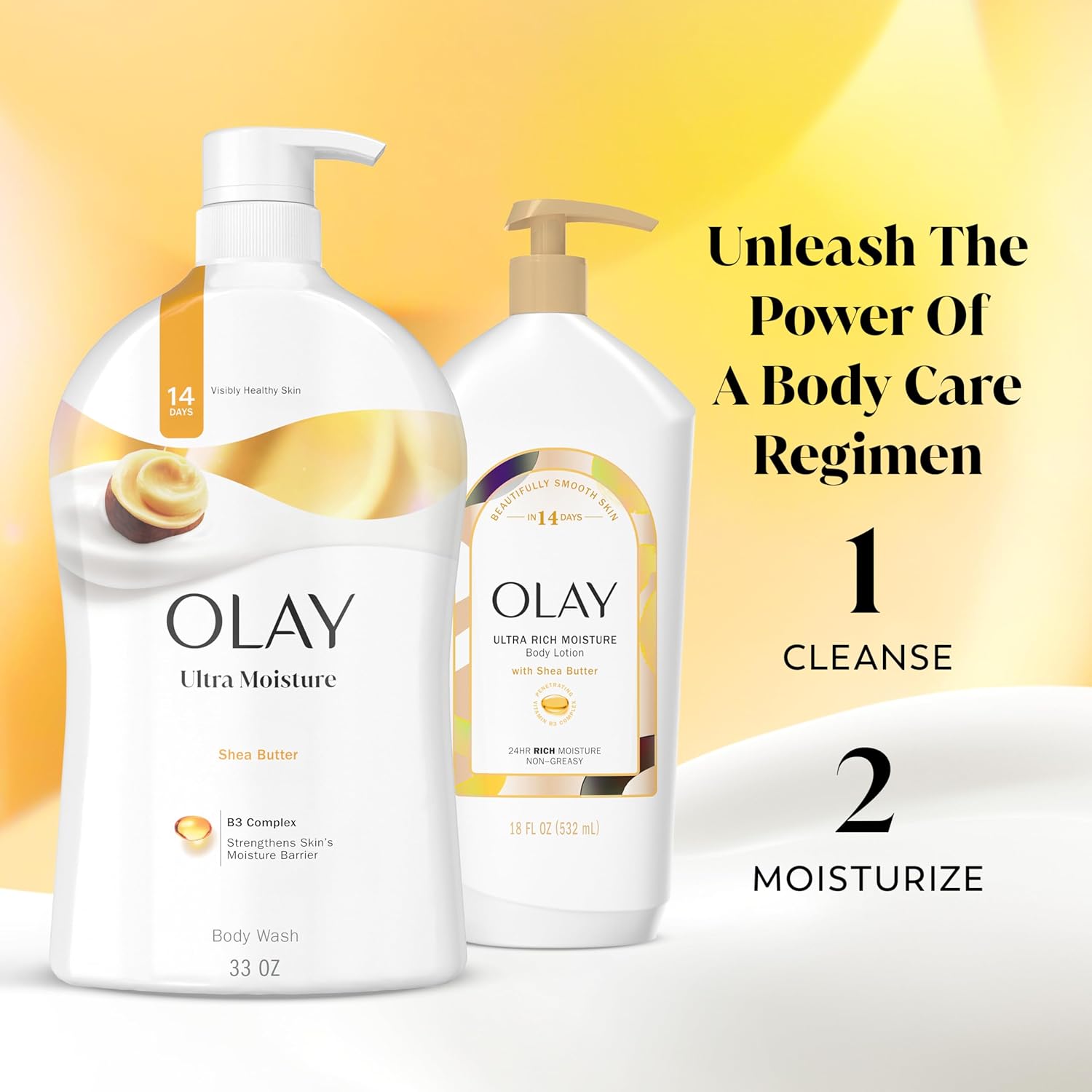 Body Wash for Women, Ultra Moisture, 24Hr Moisturizing, Hydrating & Refreshing, B3 Vitamin Complex, Free of Parabens & Phthalates, for All Skin Types, Shea Butter Scent, 33 Fl Oz